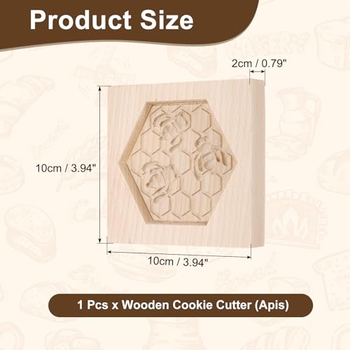 uxcell Cookie Stamp Wooden Cookie Cutter Baking Tools Apis