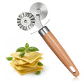 Dual Wheel Pastry Cutter, Ravioli and Pasta Wheel, Wood Handle