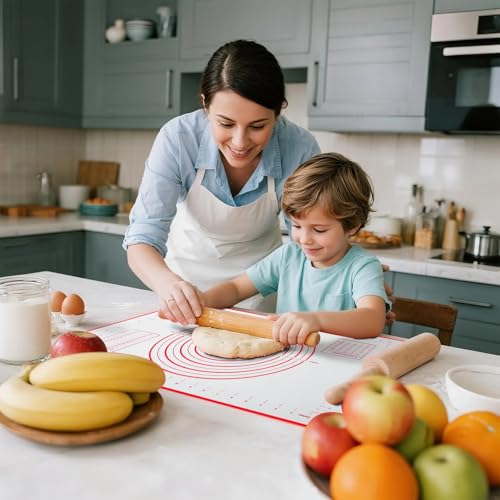 Silicone Baking Mat Dough Mat Non-Slip and Reusable Light Red