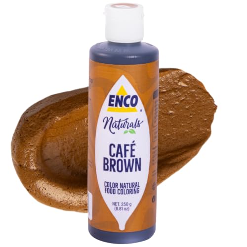 ENCO Natural Food Coloring Gel Brown (8.8 oz) – No Artificial Dyes, Vibrant Colors for Icing, Buttercream & Fondant – Kosher & Vegan Colors – Baking & Cake Decorating - color: Brown