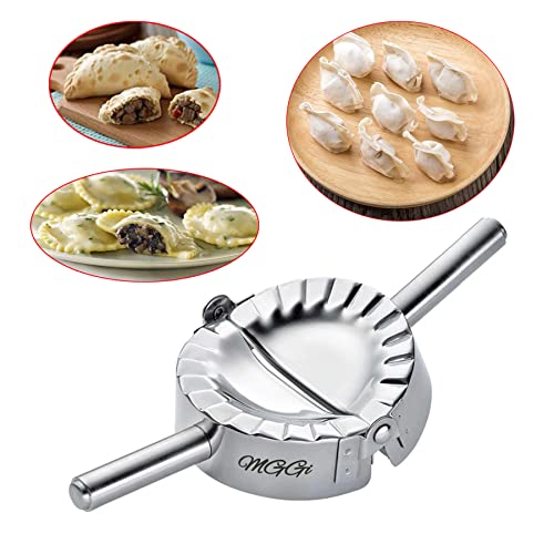 Stainless Steel Ravioli Mold Pierogi Dumpling Maker,X-Large Size 5" Goya Empanada Press Mold, Ravioli Mould Crimper,Wraper Dough Cutter - for Pie Ravioli Chinese Dumpling Pastry,With long handle - size: X-Large X1