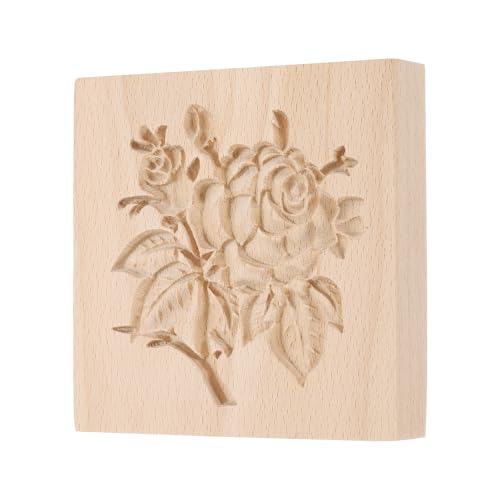 uxcell Cookie Stamp Wooden Cookie Cutter Baking Tools Rose