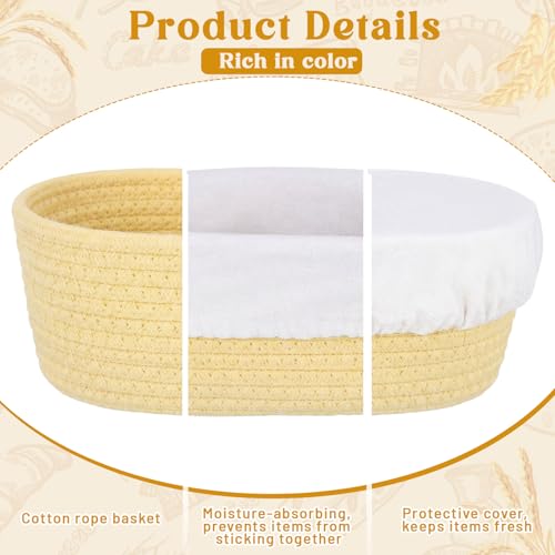 4 Pcs 10 Inch Bread Proofing Basket Set Cotton Rope Oval Banneton Basket Sourdough Bread with Liners Covers for Baking Supplies (Vibrant Color) - color: Vibrant Color, size: 10 Inch