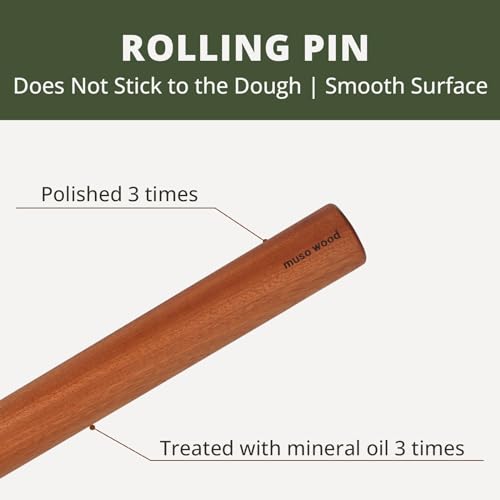 muso wood Sapele Dowel Rolling Pin for Baking - size: 17.5in Dowel Rolling Pin