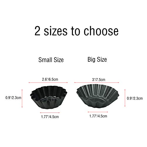 12 Pack Egg Tart Pan, Small Nonstick Carbon Steel Tartlet Tins - size: bigger 3"