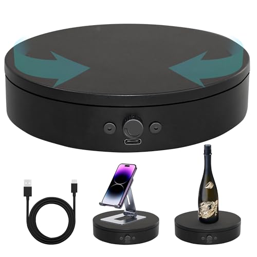 Rotating Display Stand,360° Silent Spinning Display Stand,Speed-adjustable Spinning Platform,Bidirectional Rotating Display Base,Multi-power Motorized Turntable For Photography(5.91inch/B) - size: 5.91inch/Black/11Lbs Load