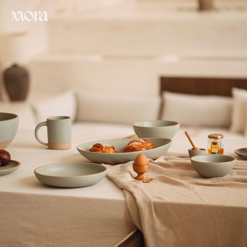 Mora Mini Ramekins Set of 4, 8oz Ceramic Pottery Baking Dishes - Microwave, Oven and Dishwasher Safe - Thyme - color: Thyme, size: Mini