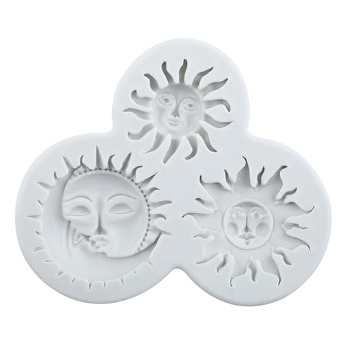 Sun Moon Face Fondant Mold Sun Face Silicone Chocolate Candy Mold - color: Style C