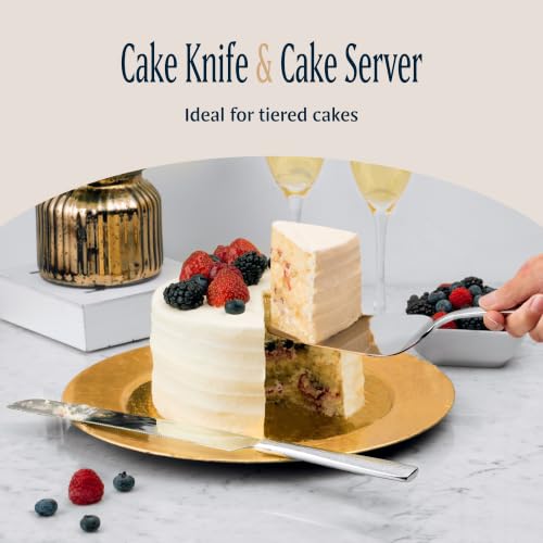 Hudson Essentials Hammered 18/10 Stainless Steel Hostess Serving Utensil Set, 8-Piece Set with Cake Knife, Cake Server and Lasagna Pie Server, Dishwasher Safe