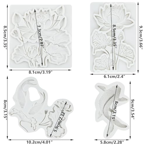 Lotus Flower Silicone Mold Goldfish Fondant Molds Set of 4 - color: Style B