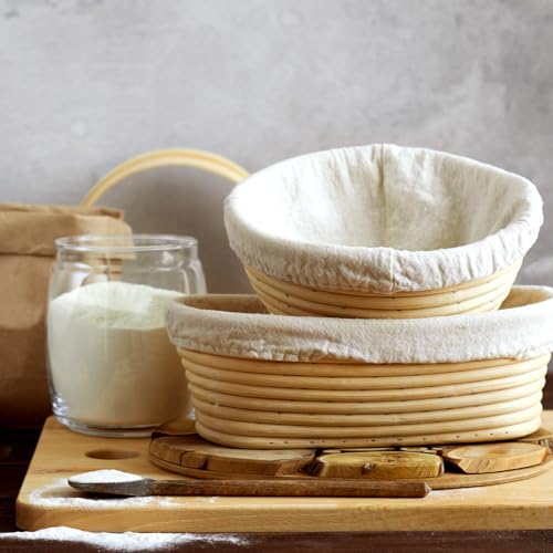 Boao 6 Pcs Bread Banneton Proofing Basket Liner Cloth Cover, Round, 10" - color: Round, size: 10 Inch