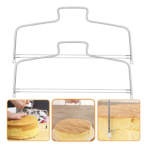Adjustable Cake Leveler Cake Slicer with Stainless Steel Wires and Handle for Leveling Tops Pizza Bread Delaminator Cutter