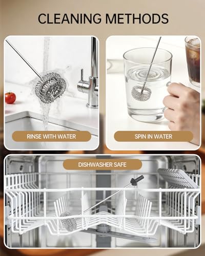 CIRCLE JOY Rechargeable Milk Frother Handheld with Stand, Dual Spring Whisk Electric Foam Maker, Detachable Hand Frother Wand Drink Mixer for Lattes, Cappuccino, Macchiato, Hot Chocolate, Silver - color: Stand Silver Pro