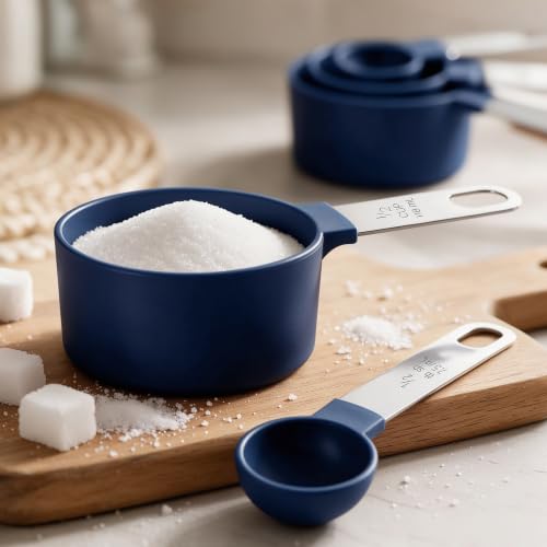 Measuring Cups and Spoons Set, 10-Piece with Stainless Steel Handles, Blue - color: Blue 10 Pcs