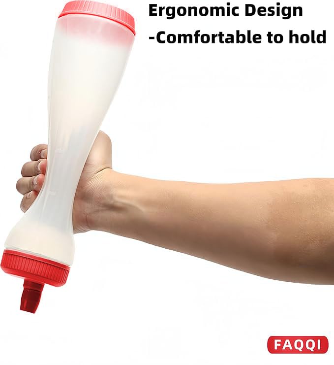 Red Pancake Pen, Batter Squeeze Bottle with Flow-Control Valve