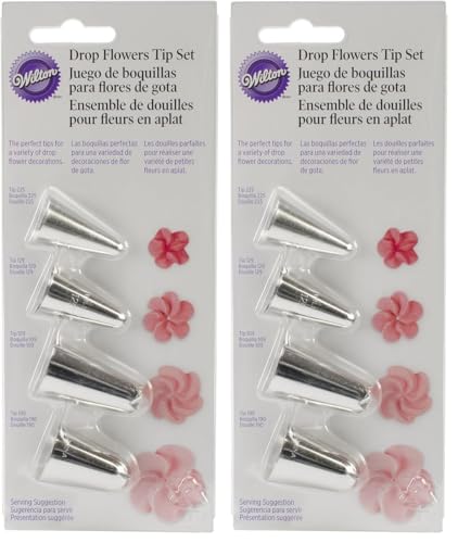 Drop Flower Decorating Piping Tip Set, 4 piece set (Pack of 2)