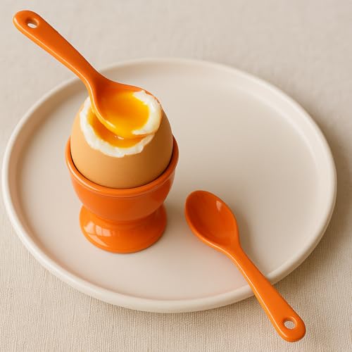 Mini Spoons for Spices, Ceramic Spoon 3.5 inch, Espresso Spoons - color: Orange spoon A set of 4