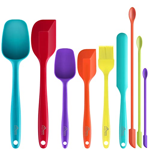 HOTEC 9-Pack BPA Free Silicone Spatula Set, Multi-Color - color: Multicolor-9