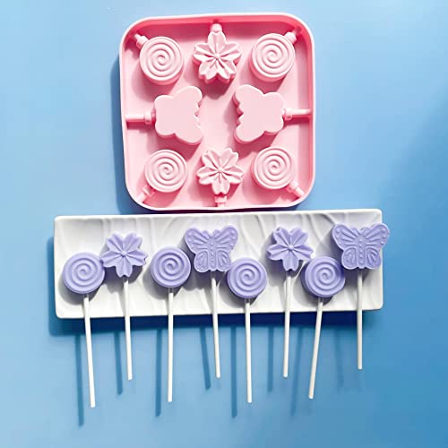 Cute Butterfly Lollipop Mold Set,Flower Hard Candy Sucker Mold (Butterfly) - color: Butterfly