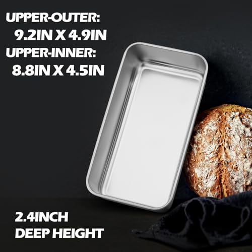 Leonyo Non-Toxic 9x5IN Stainless Steel Loaf Pan for Baking Bread, 4 Pack - size: Medium