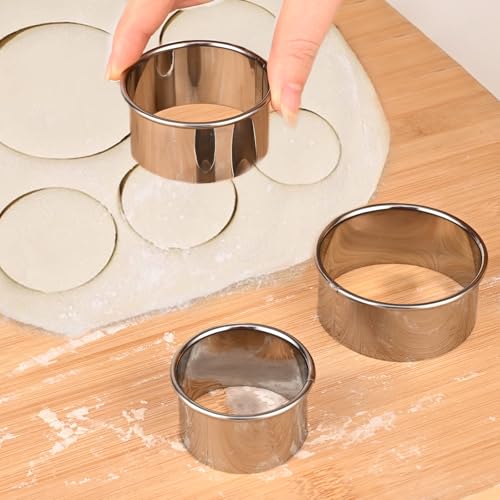 5-Piece Round Cookie Cutters Set (1.37"-2.55"), Stainless Steel Doughnuts Circle Cutters for Baking, Pastry & Vegetable Garnishes