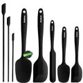 Anaeat Heat Resistant Silicone Spatula Set of 8 - Seamless One-Pieces Design, Non-Stick Rubber Spatulas & Mini Kitchen Scraper Flexible for Non-stick Cookware - Easy Baking, Cooking, Scraping & Mixing - color: 8 Pcs Spatulas (Black), size: Essential Spatu