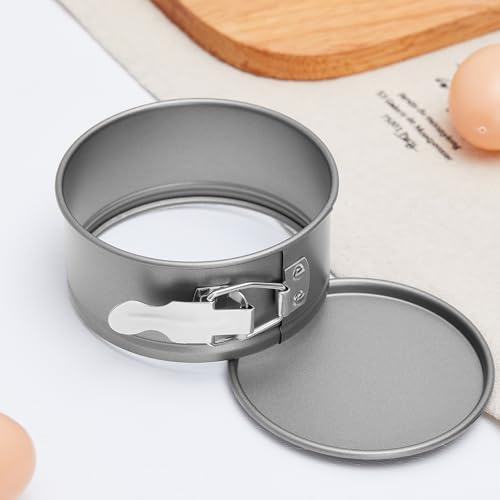 4 Pcs 4 Inch Nonstick Springform Cheesecake Pan with Removable Bottom Gray - color: Gray, size: 4 Inch