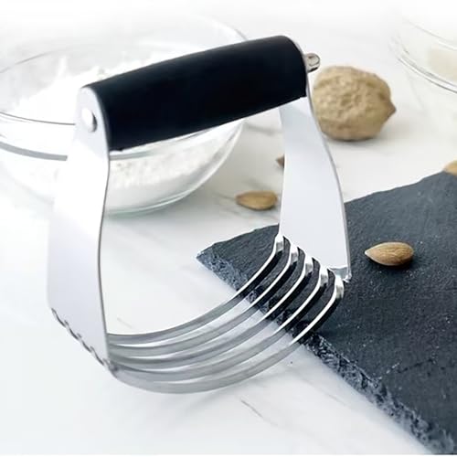 Dough Blender, Top Professional Pastry Cutter with Heavy Duty Stainless Steel Blades, Medium Size - color: Black