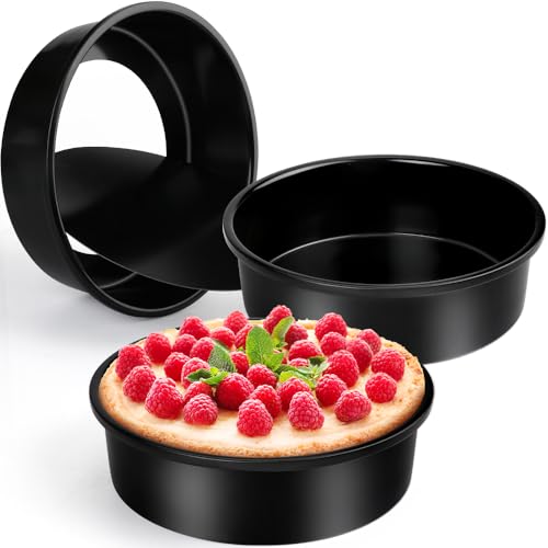 8 Inch Round Cake Pan Set of 3, Nonstick Coating Baking Round Cake Pans with Remvable Bottom for Birthday Layered Cakes,Party, Circle Cake Tins With Wider Grips for Oven Air Fryer, Black - color: 8-Inch Cake Pan Set of 3