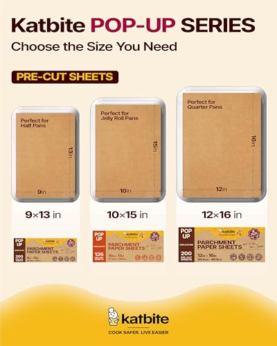 Katbite Pop-Up Parchment Paper Sheets, 9 x 13 Inch, 200 Count - size: 9x13 inch