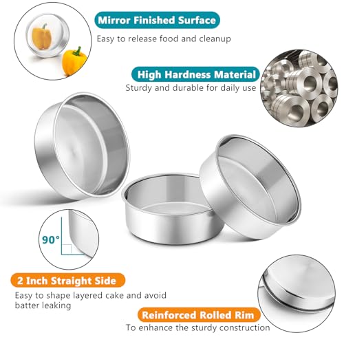 P&P CHEF 5 Inch Cake Pan Set, Round Baking Cake Pans, Silver & 2 Pcs - color: Silver, size: 5 Inch