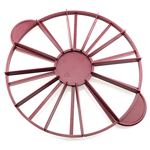 RLECS Round Cake Divider and Pie Slicer - Equal Portion Cutter, Slice Marker, Baking Tool, Kitchen Utensil - Red, 10 or 12 Slices, Double Sided Cake Portion Marker