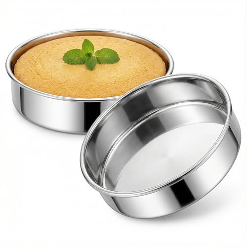 Hemoton Round Cake Pan Set of 2 Stainless Steel 7-inch