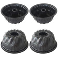 4 Inch Small Fluted Tube Cake Pan, Mini Nonstick Kugelhopf Mold - color: Black