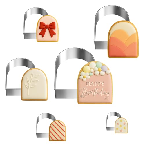 FUSOTO 6PCS Arch Cookie Cutter Set, Arch Shape, Stainless Steel, 1.5-4 Inch - style: Arch