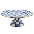 MACKENZIE-CHILDS Pedestal Platter, Large, Black-and-White Courtly Check - color: Royal Check, size: Large