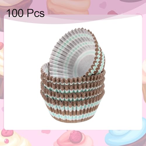 HARFINGTON 100 Count Cupcake Liners Cupcake Cups Brown - color: Green Brown