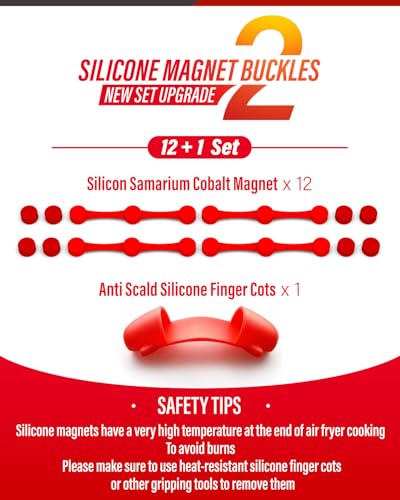 Air Fryer Magnets for Parchment Paper, Silicone Clips, 13 Pack - color: 2025 Red 2