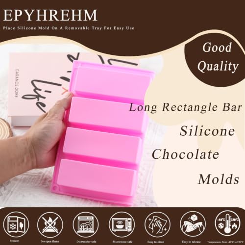 8 Cavity Long Rectangle Bar Silicone Chocolate Molds Set Of 2 - color: Blue and Pink