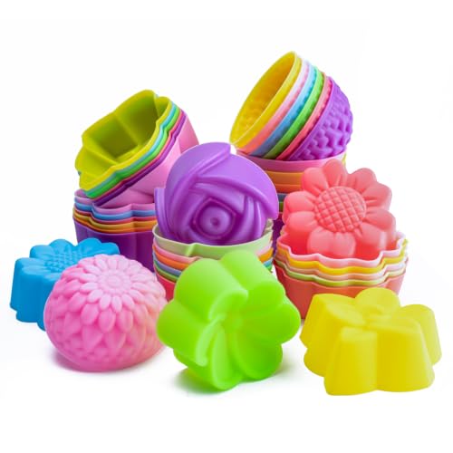 R HORSE Mini Size Silicone Molds, 2 inch Multi Flower Shapes Baking Cups - color: Muticolored