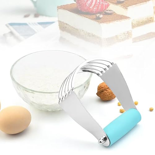 Dough Blender, Top Professional Pastry Cutter with Heavy Duty Stainless Steel Blades, Medium Size - color: Blue