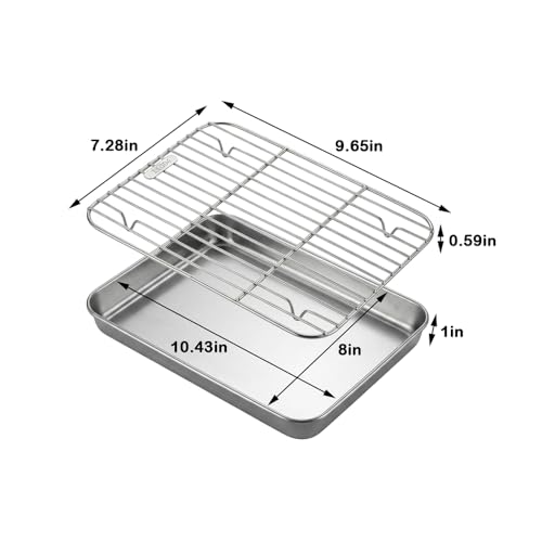 Baking Sheet with Wire Rack Set 304 Stainless Steel 10.4 x 8 Inch - size: 10.43 x 8 Inch