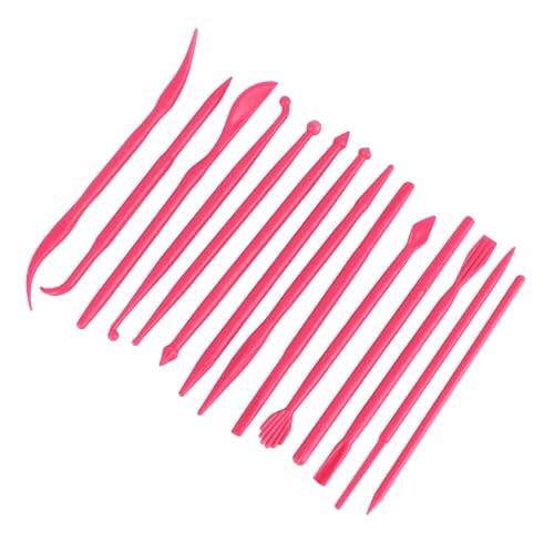 Clay Sculpting Tools, Premium 14 piece Polymer Modeling kit with Ergonomic Handles for Soft Clay Cake Fondant Pottery Artists Beginners Rose red - color: Rose Red