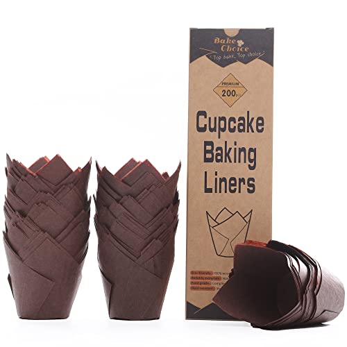 Bake Choice Standard Tulip Cupcake Liners for Baking, Brown Muffin Liners - color: Brown