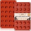 HKNMTT Silicone Semi-Sphere Molds 24 Cavities 2-Pack 1.2" for Chocolate Truffles Jelly Fat Bombs Gelatina, Small Baking Round Half Sphere Candy Moulds, Homemade Freeze Food Grade BPA Free Oven Safe - style: 1.2" Semi Sphere 2PCS