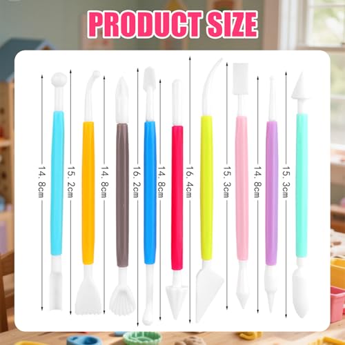Clay Tools, 9Pcs Air Dry Clay Tool Polymer Clay Tools, Double-Ended Safe Ultralight for Beginner - size: 9
