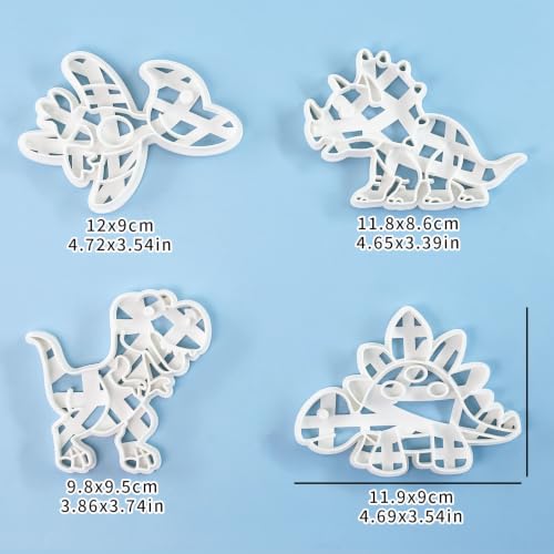 4Pcs Dinosaur Cookie Cutters Tyrannosaurus Cookie Molds for Birthday - color: Dinosaur