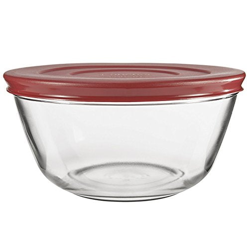 Anchor Hocking 91858 Glass Mixing Bowls with Lids, Cherry, 4 Quart (Set of 2) - - style: 4 Quart, Set of 2