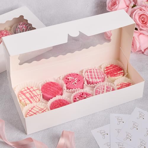 White Cookie Boxes with Window, 30 Pack, 12.5" x 5.5" x 2.5" - size: 12.5" x 5.5" x 2.5"