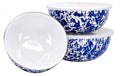 Golden Rabbit Enamelware Nested Mixing Bowls with Lids, Set of 3, Cobalt Swirl - color: Cobalt Swirl